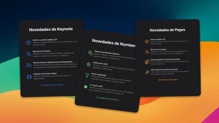 Novedades Keynote, Pages y Numbers iPadOS 17